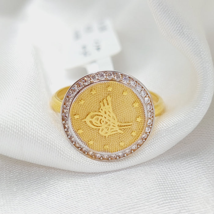 Zirconed Rashadi Ring  Made Of 21K Yellow Gold by Saeed Jewelry-28691