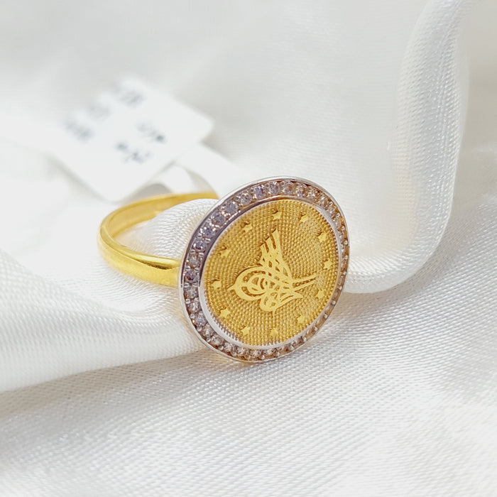 Zirconed Rashadi Ring  Made Of 21K Yellow Gold by Saeed Jewelry-28691