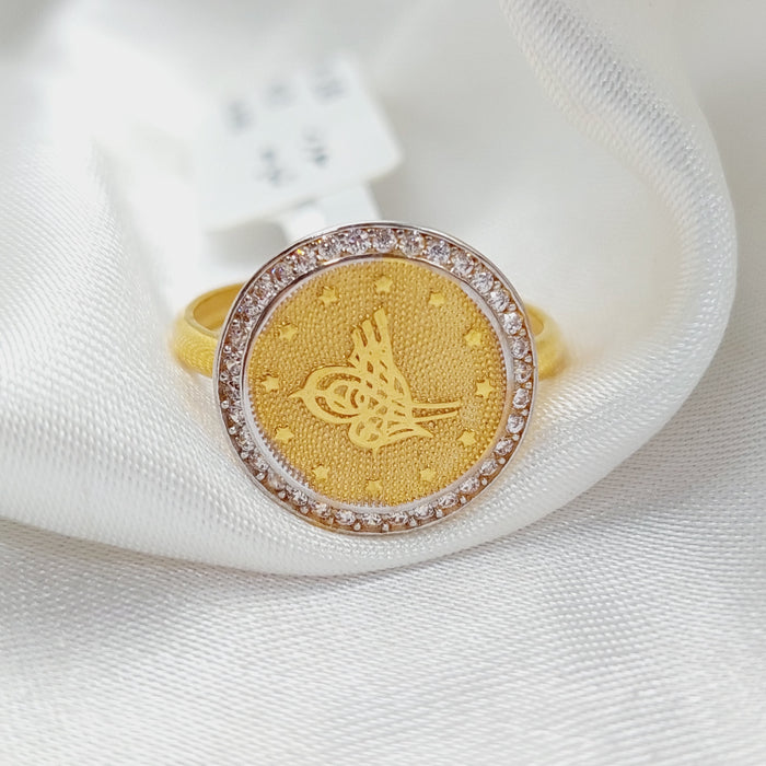 Zirconed Rashadi Ring  Made Of 21K Yellow Gold by Saeed Jewelry-28691