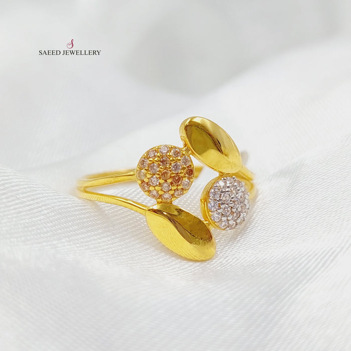 Zirconed Tears Ring Made Of 21K Yellow Gold by Saeed Jewelry-27644