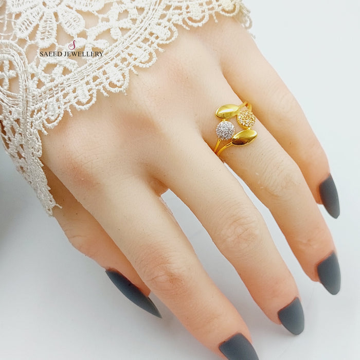 Zirconed Tears Ring Made Of 21K Yellow Gold by Saeed Jewelry-27644