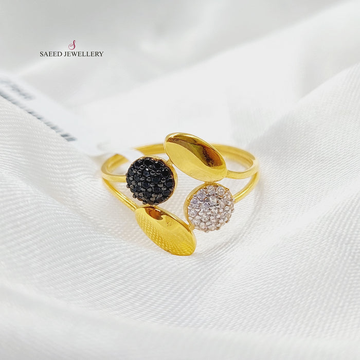 Zirconed Tears Ring Made Of 21K Yellow Gold by Saeed Jewelry-27646